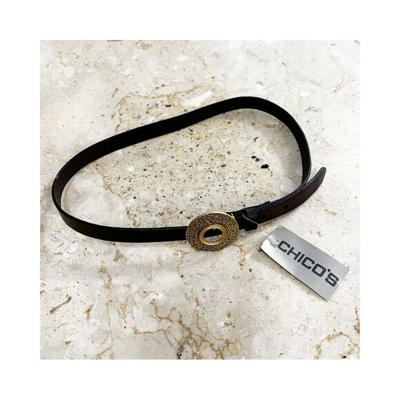 Chico’s Presta Trouser Belt Brown Leather Size Small NWT - Picture 1 of 9